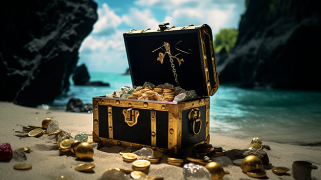 Treasure chest in beach