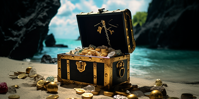 Treasure chest in beach