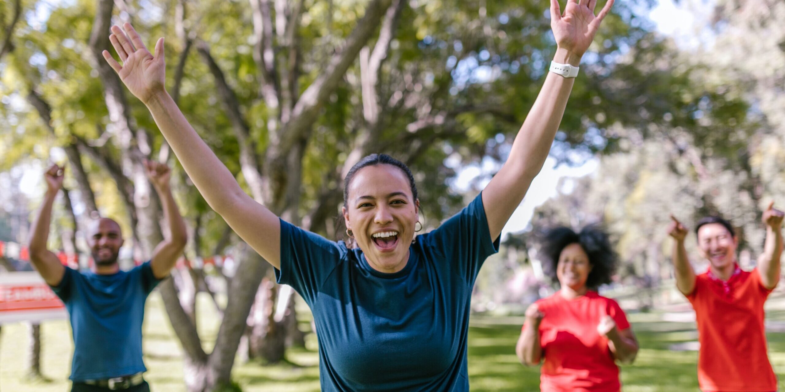 Happy people in park