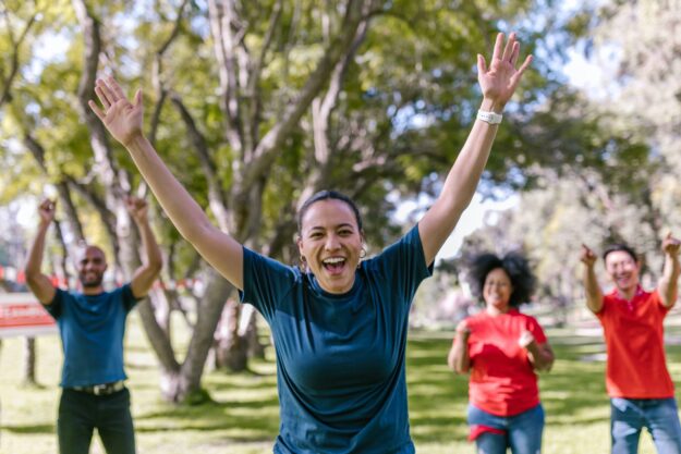 Happy people in park